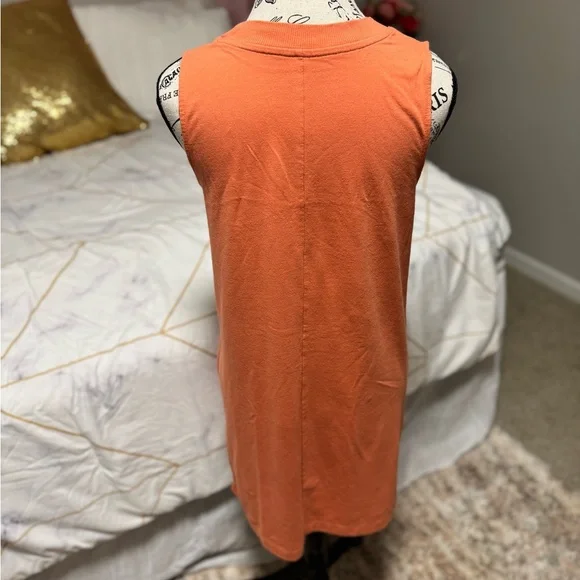 Orange Sleeveless Midi Dress Casual Knit Tank Dress Summer Minimalist - Picture 3 of 4